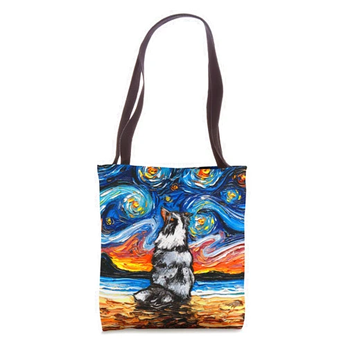 Sagittarius Gallery Merle Shetland Sheepdog Sheltie Starry Night by Aja Tote Bag