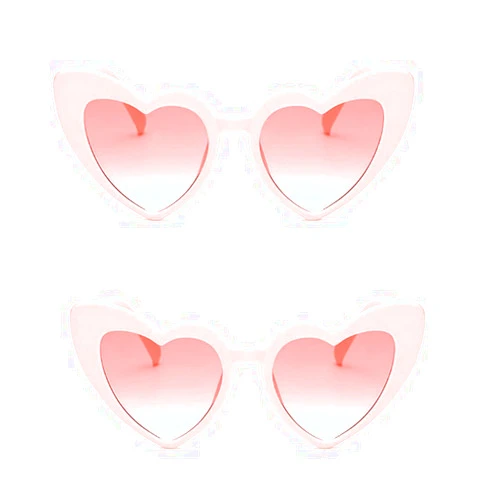 ALVOGIMOR 2 Pack Heart Shape Sunglasses,Colorful Trendy Sunglasses Vintage Cat Eye Glasses for Party Favor or Daily Use