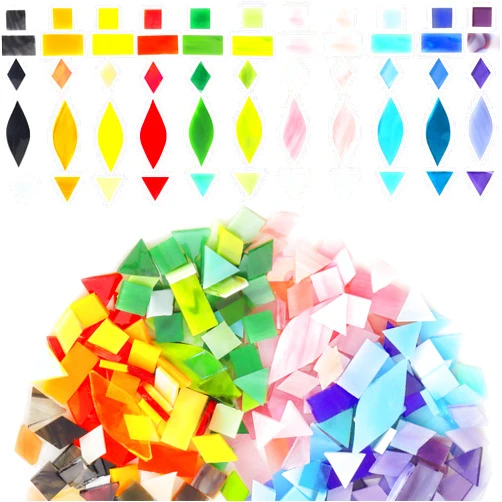 Latiiz Mosaic Glass Pieces Tiles for Adults: LATIIZ 320Pcs Rainbow Color Mixed 5 Shapes Stained Glass Bulk for Beginner Artist - Mosaics Kit for Making Art Project Craft DIY Lamp Vase Coaster Stepping Stone