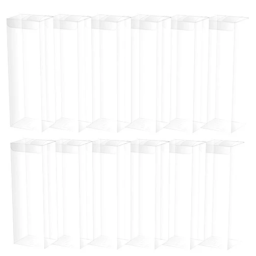 EZEKMAF Transparent Boxes, 2.4 x 2.8 x 7.9 inch Clear Rectangle Tumble Gift Jewelry Packing Storage Boxes for Birthday Party, Wedding Party, Christmas and Baby Shower Favors