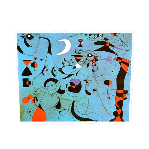 NBKJCO Joan Miro Figure at Night Guided by the Phosphorescent Tracks of Snails Canvas Wall Art Reproduction Canvas Pictures Colorful Wall Decorations for Living Room Decor,Unframed,25x35cm,10