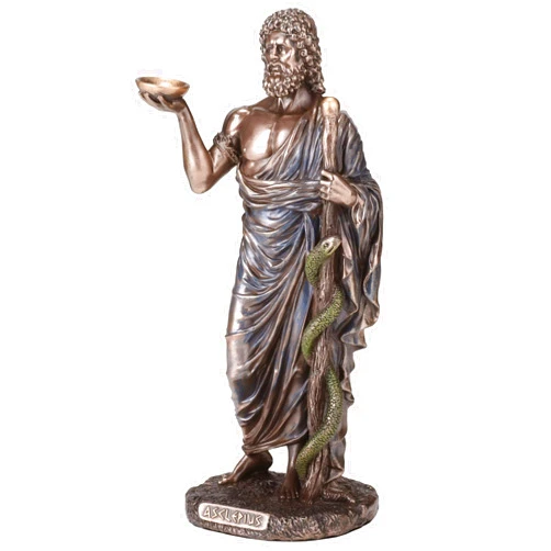 Veronese Design 6 1/4 Inch Asclepius Greek God of Medicine Cold Cast Resin Bronze Finish Sculpture