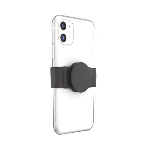 PopSockets Phone Grip Slide for Phones and Cases, Sliding Phone Grip with Expanding Kickstand, Square Edges - Black
