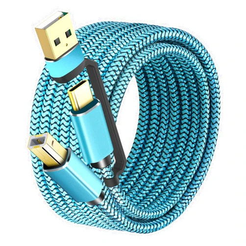 GGMTY Printer Cables 20Feet, USB C/A Printer Cable to USB Nylon Braided [Never Rupture] High-Speed [Plug and Play] 、Cord for HP, Canon, Epson,Dell, Brother, Yamaha Piano MIDI Controller