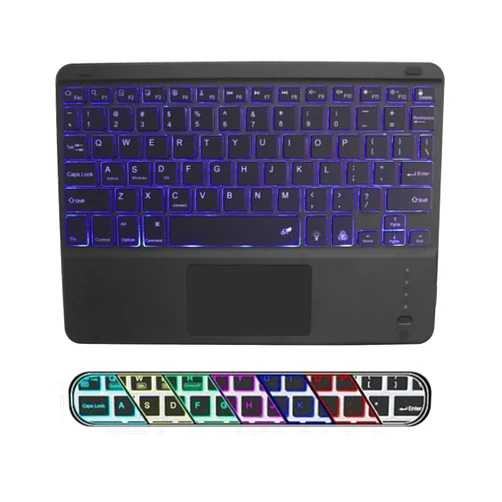 Dtobhars Wireless Backlit Bluetooth Keyboard with Touchpad,10 inch Ultra Slim 7 Colors Backlit Portable Rechargeable Keyboard with Trackpad for IPad/IPad Pro iOS Android Tablets Windows Laptop PC(black)
