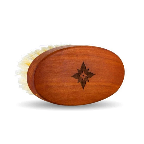 NONIKO Natural Bristle & Pearwood Dry Brush -Exfoliates Dead Skin Cells, Unclogs Pores, Boosts Energy - for Skin Health & Beauty