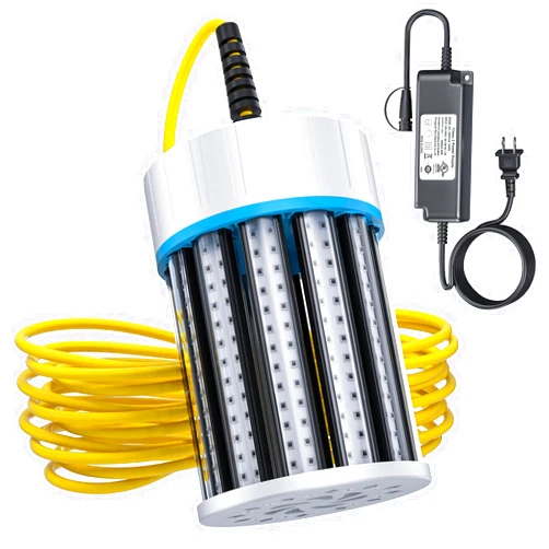 Tendelux Ultra-Bright Underwater Fishing Light, 110V & 12V Green LED Submersible Light Attractants for Docks, Boats or Kayaks, IP68 Rated for Fresh & Salt Water (30ft Cable)
