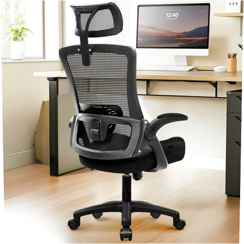 NEO CHAIR Ergonomic Office Desk Chair High Back Computer Gaming Mesh Chair with Comfy Task Adjustable Arms Lumbar Support Headrest Swivel for Home Office (Black)