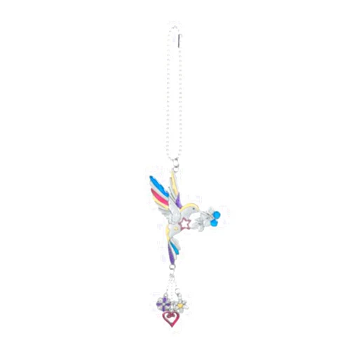 Ganz Multi Color Artistic Hummingbird Car Charm 7.5 inch with Silver Chain