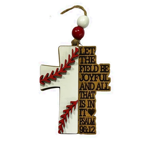 From the Pines Supply Co Religious Baseball Christmas Tree Ornament | Psalm 96:12 | Baseball Cross | Gift for Baseball Player | Christian Baseball Ornament