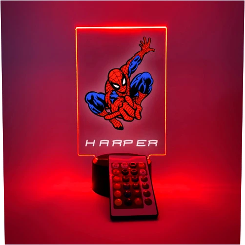 Personalized By Billy Hero Night Light Up LED Desk Table Lamp Personalized Free Engraved Made to Order Home Girls Boys Room Decor, 16 Bright Color Options with Remote, A Must Have!