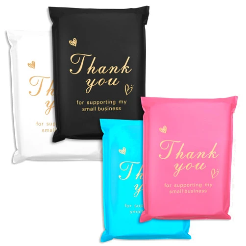 Jowlroel Thank You Poly Mailer 10x13 Inch 100 Pcs, Waterproof and Tear-Resistant Shipping Bags for Clothing, Strong Mailing Bags with Self-Seal, Cute Packaging Bags for Small Business - Mixed Color