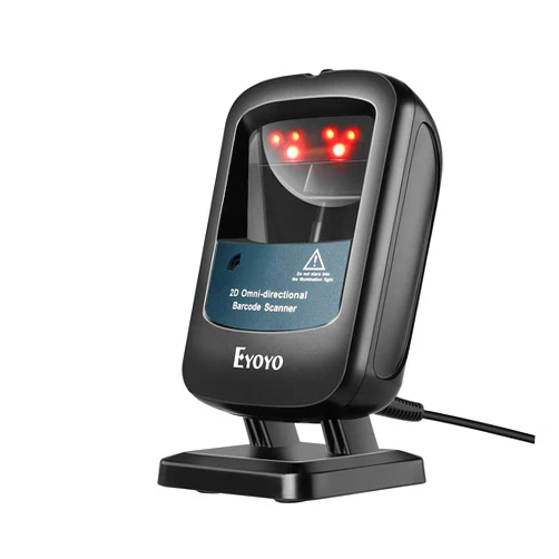 Eyoyo 2D Hands-Free Barcode Scanner, Omnidirectional USB Wired Desktop Barcode Reader 1D 2D PDF417 Data Matrix Bar Code Reader with Automatically Scanning for Retail Store Supermarket Mall Business