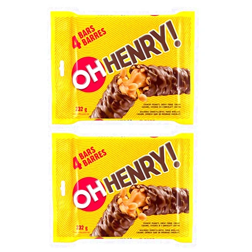 Oh Henry! 4 Full Sized Chocolate Candy Bars, 232g/8.18oz 2-Pack {Imported from Canada}