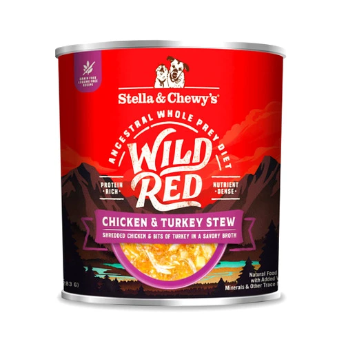 Stella & Chewy's Wild Red Wet Dog Food Chicken & Turkey Stew High Protein Recipe, 10 Ounce (Pack of 6)