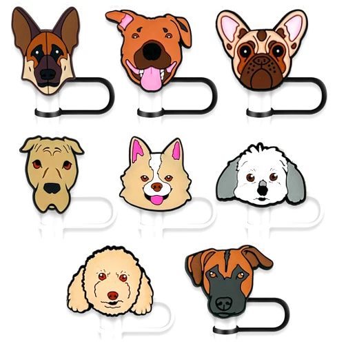 Viveicevy 8Pcs Dog Straw Cover for Cup, 10mm Silicone Drinking Straw Cover for Tumbler Cup Accessories