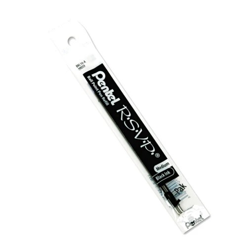 Pentel BKL10A Refill for Pentel R.S.V.P. Ballpoint Pens, Medium, Black Ink, 2/Pack