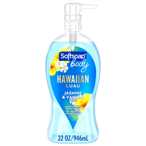 Softsoap Moisturizing Body Wash Hawaiian Luau, Jasmine and Vanilla Scent, 32 oz Pump Bottle