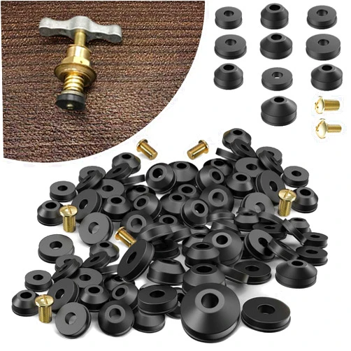 Sankoly 58-Pack Faucet Washer Assortment Kit Rubber Faucet Washers Flat and Beveled Faucet Washers Repair Kit with Brass Bibb Screws for Repairing Faucet Leak