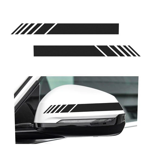 Ohleats 2 PCS Car Rear View Mirror Stickers, Reflective Warning Auto Rearview Mirror Decor with Stripe Graphic, Waterproof DIY Automotive Body Stickers, Universal Car Accessories (Black, 2 PCS)