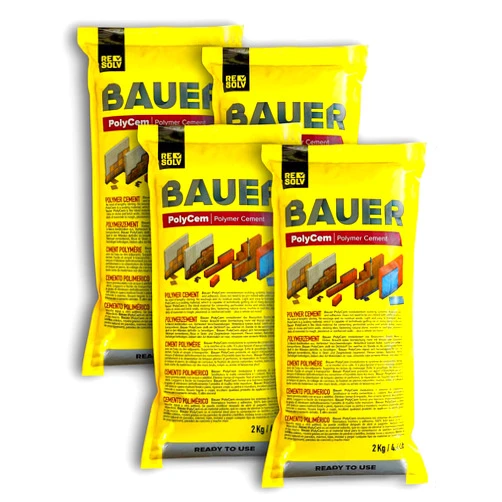 Bauer Instant Polymer Cement 4-Pack, Ready-to-Use Alternative to Mortar & Adhesives - Versatile for Concrete Crack Repair, Stone Tile Crack Repair & Brick Repair, Convenient, Durable & Easy to Store