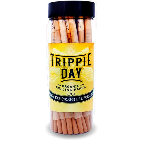Trippie Jay Trippie Day Single Size Dogwalker Pre Rolled Cones | 75 Pack | Classic Pre Rolled papers with tips | Includes Packing Sticks | (70/26 mm)