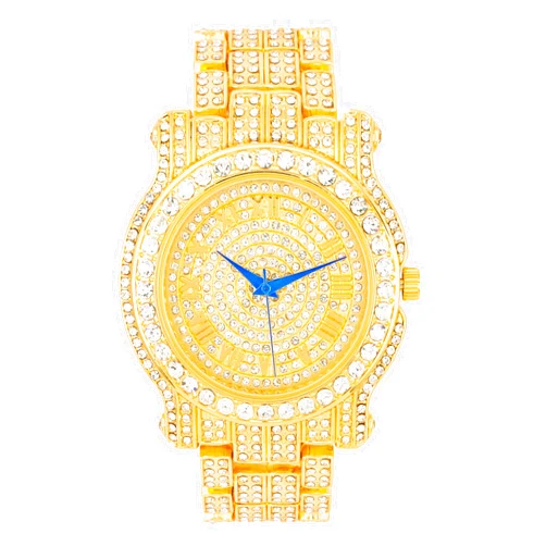Charles Raymond Bling-ed Out Ultimate Hip Hop Royalty Mens Watch w/Easy Reader Roman Numeral or Iced Out Diamond Time Indicators - Bright Colored Dials - L0504