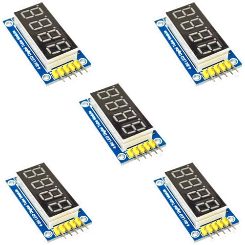 DIYables 4-Digit 7-Segment Display LED with 74HC595 Driver, 4 Dots | 5-Pack for Arduino, ESP32, ESP8266, Raspberry Pi with Tutorials