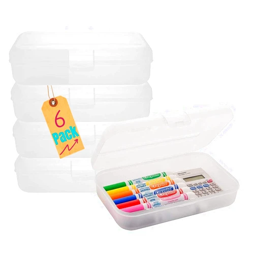 1InTheOffice Clear Plastic Pencil Case, Plastic Pencil Box, Pencil Case Organizer, 8