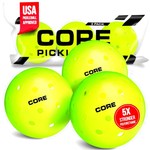 CORE Pickleball Balls for Professionals and All Levels of Play - Durable & Seamless Design - Premium Outdoor Pickleball Balls with 40 Holes Polypropylene - USA Pickleball Approved