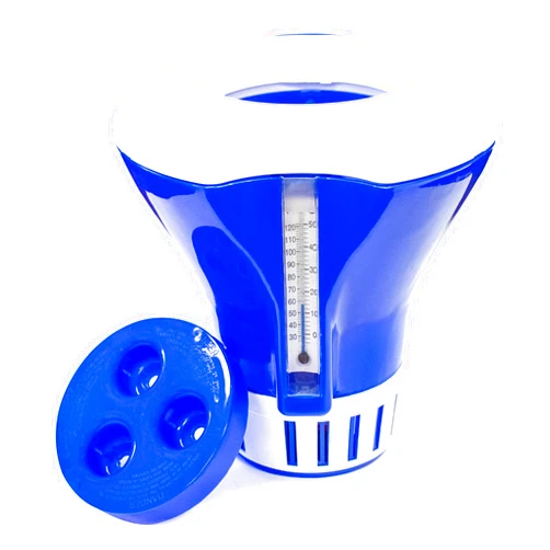 Swimline HYDROTOOLS BY SWIMLINE 87400 Large Capacity Pool & Spa Chemical Dispenser Thermometer Combo | Compatible Bromine & Chlorine Supports 1-3’’ Tablets | Adjustable Customizable Flow Rate | Cost Effective