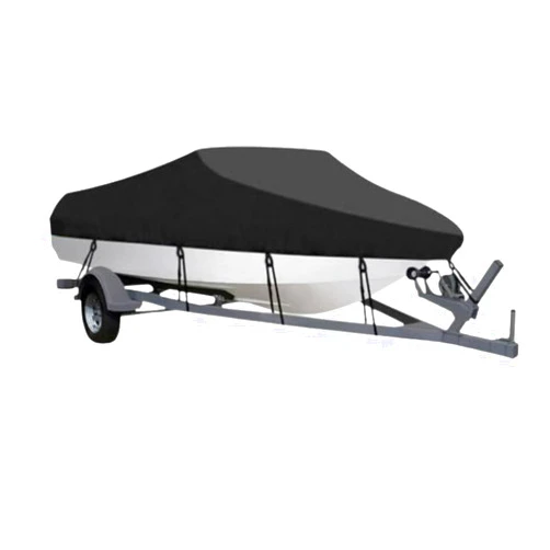 Koidhra Heavy-Duty Waterproof Boat Cover for Tracker Pro Guide V-175 WT 2010–2025 2026, Small to Medium Speedboats, V-Shaped Fishing Boat, Trailerable, All-Weather Outdoor Protection,A Black