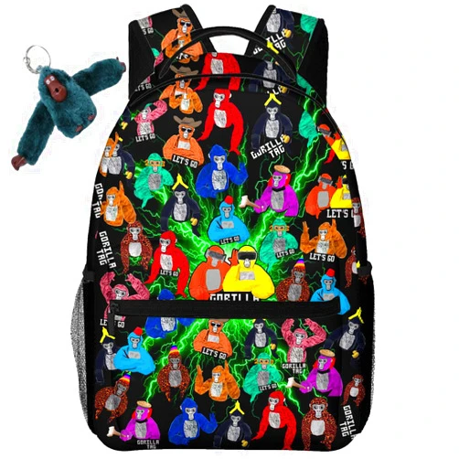 Demarcico School Kids Backpack Gorilla Monkey Bookbag Lightweight for Teens Boys Girls Backpacks Hiking Bookbags Travel Daypack