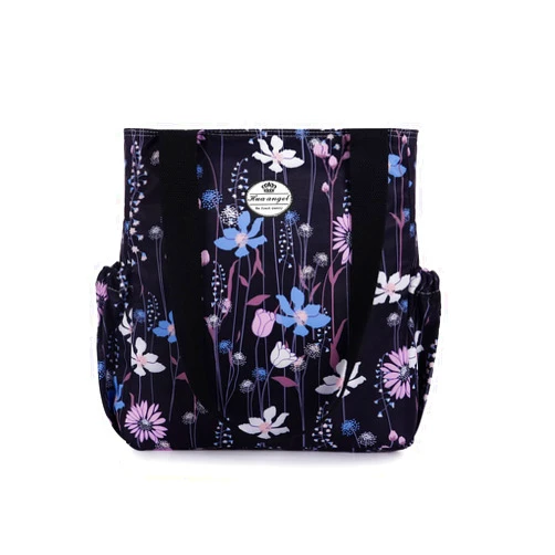 HUA ANGEL Floral Tote Bag - Casual Shoulder Bag Daily Tote Bag with Zipper Gym Travel Shopping Work Handbag for Women