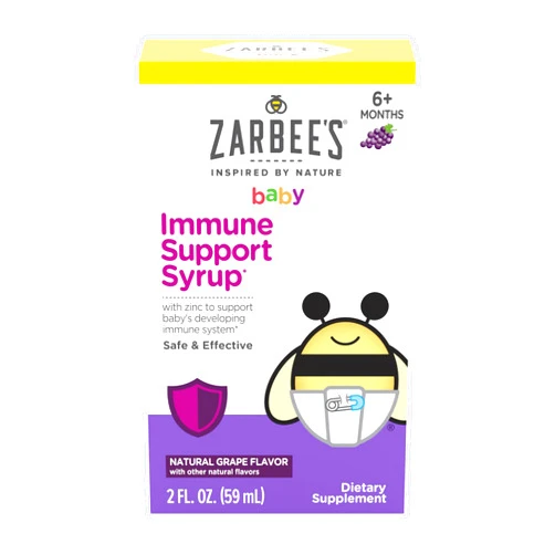 Zarbee's Baby Immune Support with Zinc, Baby & Toddler Vitamin 6 Months+, Includes Syringe for Easy & Accurate Dosing, Natural Grape Flavor, 2oz
