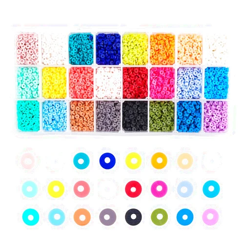 PH PandaHall 9120pcs Heishi Clay Beads, 4mm Vinyl Disc Beads 24 Colors Polymer Clay Bead Flat Silicon Bead for Hawaiian Earring Choker Anklet Bracelet Necklace Jewelry Making Summer Surfer