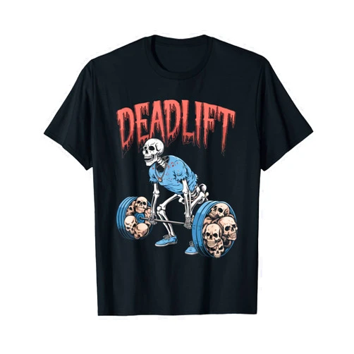 Bodybuilding Weightlifting Fitness Gym Rat Lifters Deadlift Skull Skeleton Workout Powerlifting Gym Lovers T-Shirt