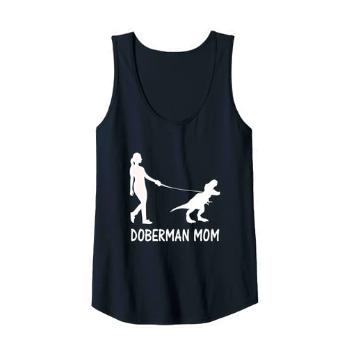 Dobie Trex Mom Tees Co. Womens Doberman Mom Dobe Dobie Doberman Pinscher Dog Dinosaur Women Tank Top