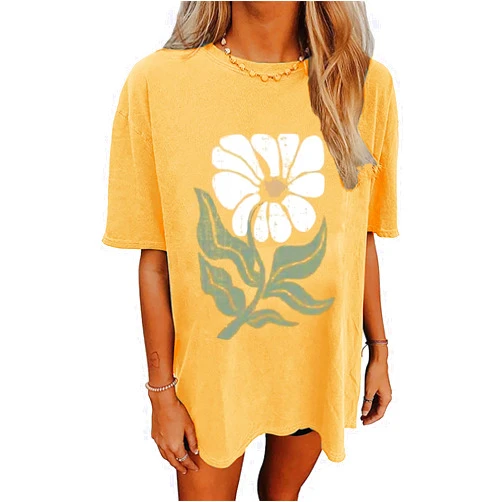 YIUIERE Womens Oversized Tshirt Flower Graphic Tees Nashville Music Short Sleeve Shirts Summer Casual Loose Beach Tops