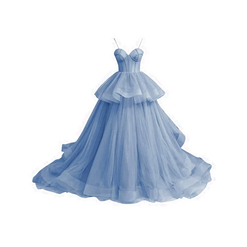ZSHAOLHYJYZS Tulle Prom Dresses for Women Long Spaghetti Straps Ball Gown Puffy Sweetheart Princess Formal Evening Party Gowns