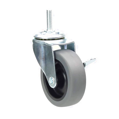 OTURGC 3 Inch Swivel Stem Caster Wheels with Brake Set of 4, M8-1.25 Threaded Stem Industrial Rubber Casters, Replacement for Furniture and Workbench……