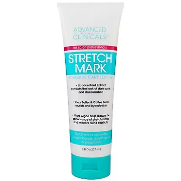 Advanced Clinicals Stretch Mark Lotion. Moisturizing Cream for Scars, Extreme Weight Loss, Pregnancy. 8oz Tube.