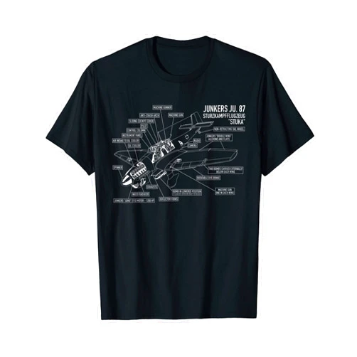 Slimmmeeeeyyyyygirl Junkers Ju 87 Stuka WW2 Diver Bomber Plane Infographic T-Shirt