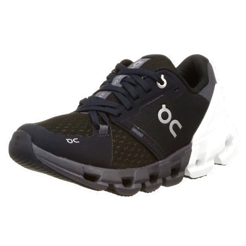 ON Cloudflyer 4 Women's Running Shoes, Black | White (Wide), 22.5 cm