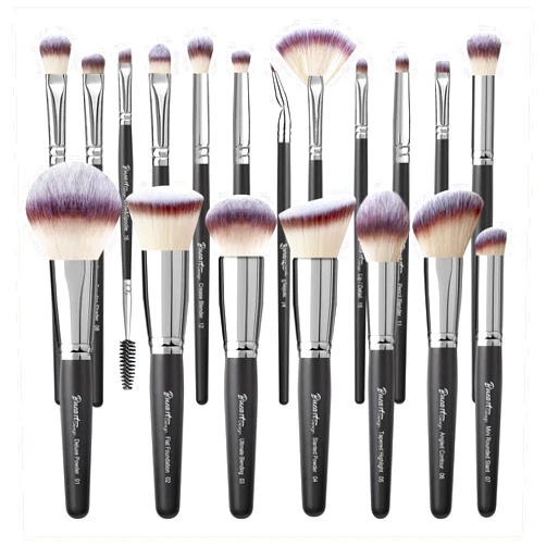 Bueart Design 19Pcs ULTRA SOFT Black labeled Makeup Brushes set Contains large powder Flat Foundation Blending Blush Face contour Concealers Brush (16Pcs Matte Black S)