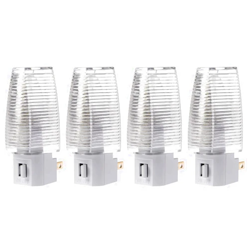 Projectpak Plug in Night Light with Manual On/Off Switch for Hallway, Kid’s Bedroom, Stairways – Includes 4W Bulb | 4 Pack