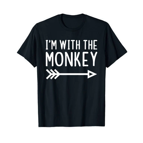 Matching Couples Family Lazy Easy Halloween I'm With The Monkey Funny Matching Halloween Couple Costume T-Shirt
