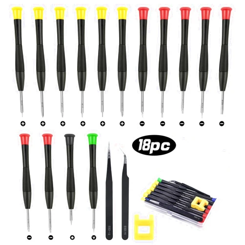 Ainiv Mini Precision Screwdriver Set, 18PCS Small Magnetic Screwdriver with Tweezers & Magnetizer Flathead Phillips Pentalobe Torx Star Screwdriver Kit Tool for Repairing Eyeglass Phone Watch