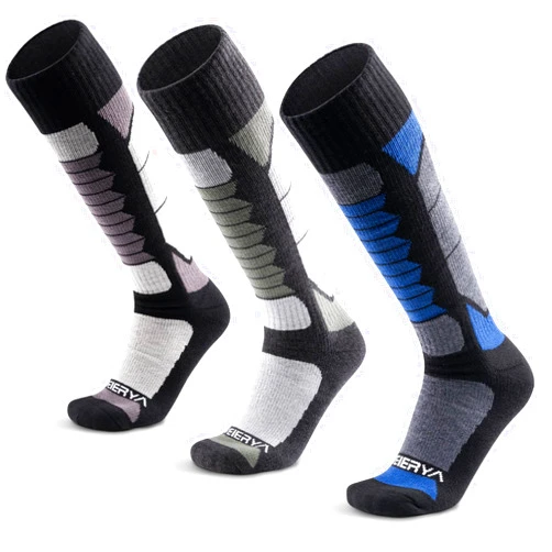 WEIERYA Ski Socks Light Weight, Merino Wool Socks for Winter Sports, Over the Calf Unisex