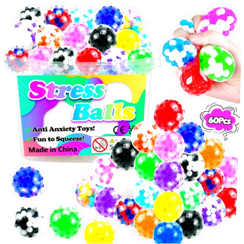 SUNPROUND 60Pcs Stress Balls, Squeeze Balls Bulk, Small Sensory Balls for Adults Stress Relief, Classroom Prizes, Easter Party Favors, Christmas Goodie Bag Stuffers, Birthday Gifts